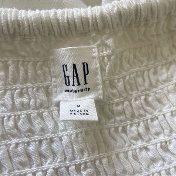 Gap-linen Blend Button Down White Midi Dress (Size:Medium) - Picture 11 of 11